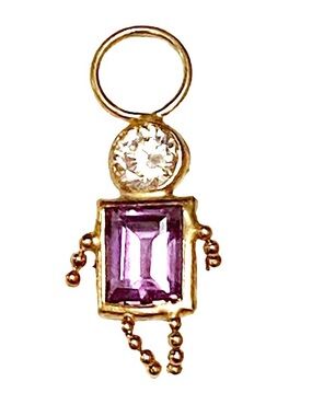 14k Gold Amethyst Birthstone Charm pendant Child
